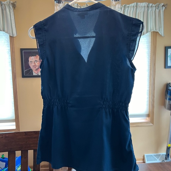 Navy sleeveless top with sheer details - Picture 5 of 7
